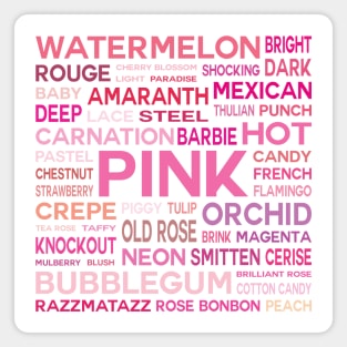Word Cloud - Shades of Pink (White Background) Magnet